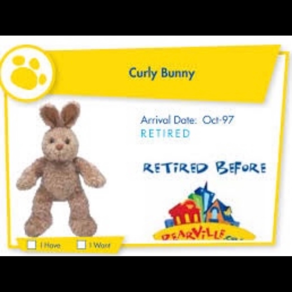 NEW! Vintage! Retired! 1997 Build a Bear Brown Curly Bunny 17”